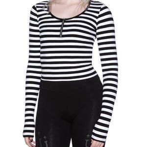 Killstar Izora White Ribbed Crop Top Long Sleeves Size Small